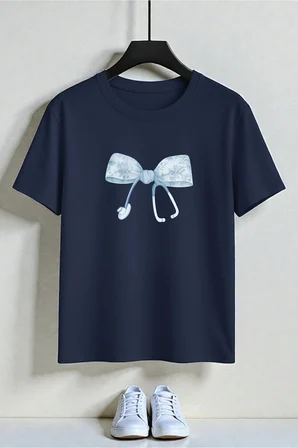 Unisex Fıyonk & Steteskop Baskılı Tasarım Tshirt