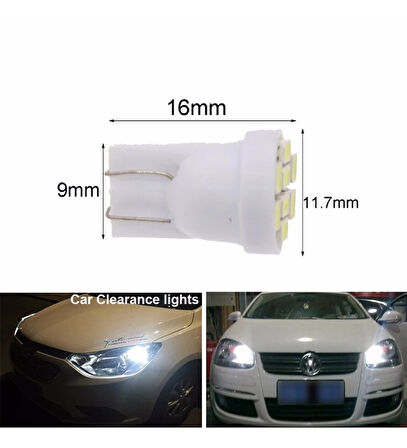 4 Adet 8 Ledli T10  Beyaz Renk