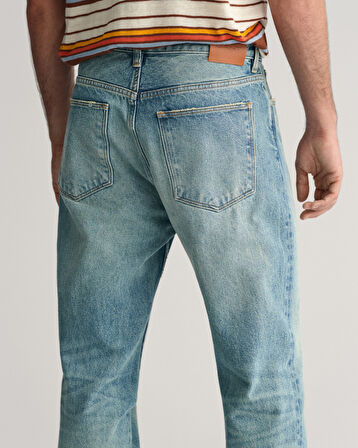 GANT Erkek Lacivert Loose Fit Jean Pantolon