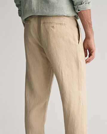 GANT Erkek Bej Relaxed Fit Keten Pantolon