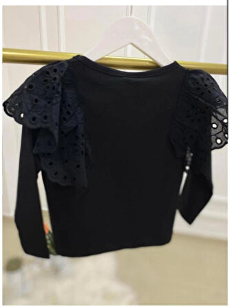 KIZ ÇOCUK KOL GÜPÜR DETAYLI BODY PAMUKLU