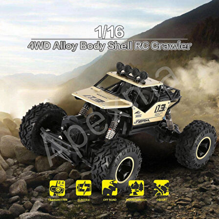 2.4GHz Uzaktan Kumandalı 1:16 Ölçek Kameralı Metal Gövde Şarjlı Off-Road Rc Oyuncak Rock Crawler