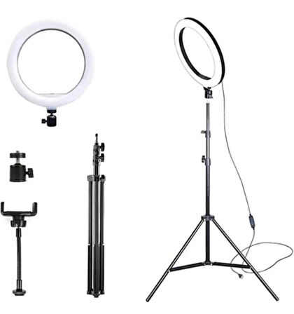 10"inç ring light Youtuber Tiktok Çekim Işıklı Telefon Tutucu Influencer Makyaj Işığı 2.10 M tripod