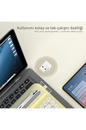 AF-84 Daktilo Tarzı Kablosuz Klavye-Sessiz Tuş Yapısı-Çift Modlu Bağlantı- IOS/ANDROID Uyumlu