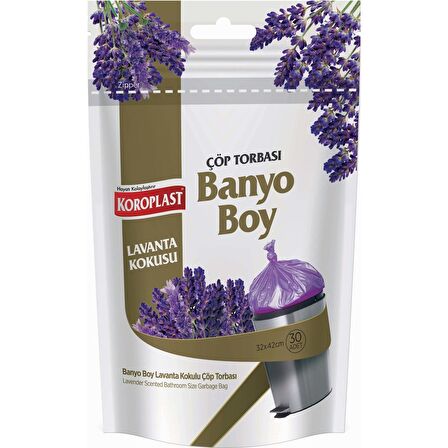 Koroplast Lavanta Kokulu Banyo Boy Çöp Torbası 30'lu, 32 x 42 cm  4 Adet