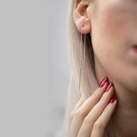 925 Ayar Gümüş Zincirli Küpe EA1160039 (944944)