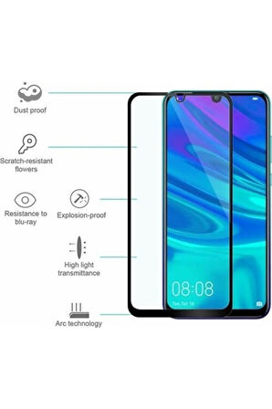 Huawei P Smart 2019 Kırılmaz Cam Tam Kaplayan Ekran Koruyucu - Siyah - Extra İnce