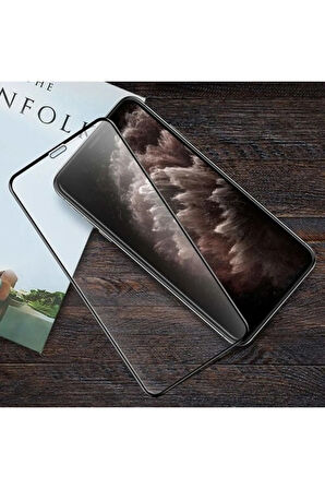 Iphone 11 Pro Max Uyumlu Kırılmaz Cam Tam Kaplayan Ekran Koruyucu - Siyah - Extra İnce