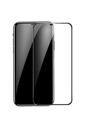 Iphone 11 Pro Max Uyumlu Kırılmaz Cam Tam Kaplayan Ekran Koruyucu - Siyah - Extra İnce