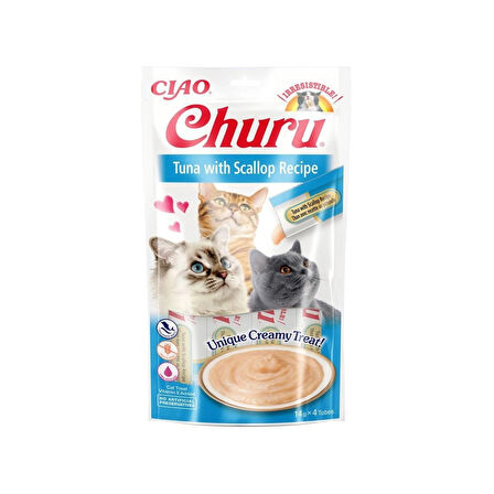 Inaba Ciao Churu Püre Kedi Ödül Maması Tüpleri 4'lü Çeşitli Ton Balığı ve Tavuk Aromalı Tahılsız