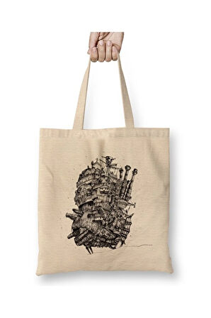 Howl's Moving Castle Mindless Bez Çanta Uzun Saplı Alışveriş Çantası Plaj Çantası