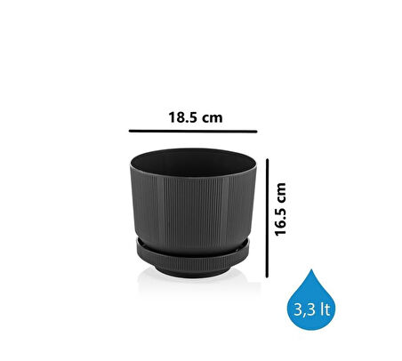 Omnipazar SO-S282 Dekoratif Tabaklı Lüks Çizgi Desenli Saksı 3.3 Litre