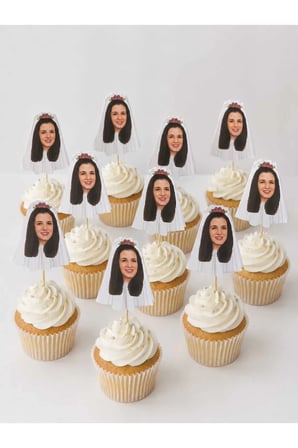 Dehaparty Bride To Be Kişiye Özel Fotoğraflı 12 Adet Pasta Süsü Beyaz