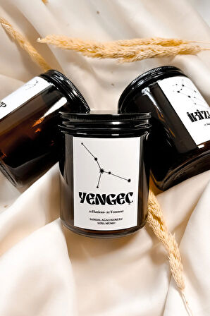 Yengeç Burcu Sandal Ağacı Kokulu %100 Soya Mumu Amber Kavanoz Mum