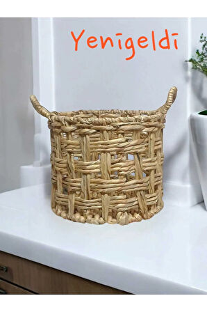 (YÜKSEKLİK:25CM*GENİŞLİK:30CM) 1 Adet Doğal Dekoratif Saklayıcı Hasır Sepeti Yen240022or