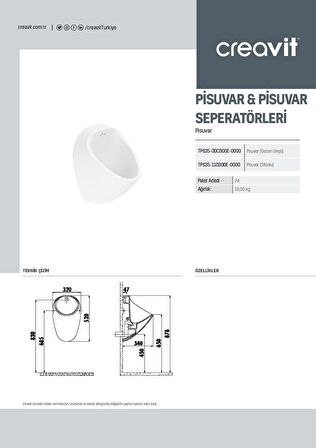 Creavit Üstten Su Girişli Pisuvar TP635.00