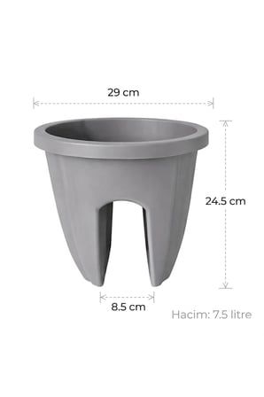 Dekoratif Balkon Korkuluk Saksısı Oval 1 Adet