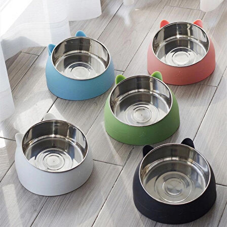 Yeni, Paslanmaz Çelik, Yükseltilmiş Kedi, Köpek Mama Ve Su Kapları 400 ml Yeşil