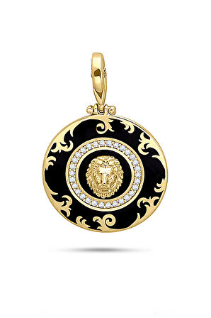 Altın Aslan Detaylı Mineli Kolye Ucu