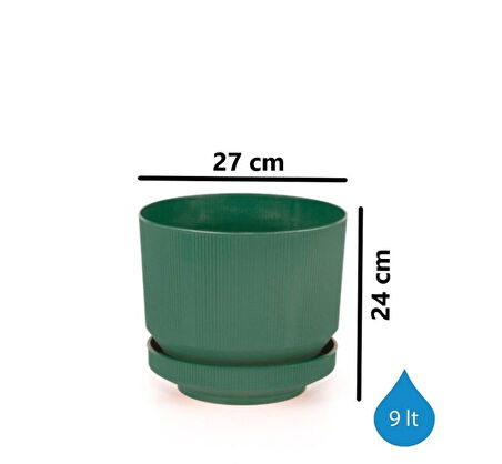 Omnipazar SO-S284 Dekoratif Tabaklı Lüks Çizgi Desenli Saksı 9 Litre