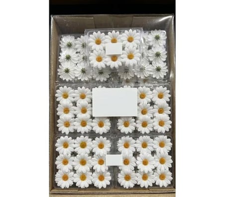 100 Adet Yapay Papatya Kafası - 4 cm Beyaz Kumaş Papatya - DIY El Sanatları, Nikah Şekeri, Gelin Buketi ve Ev Dekorasyonu İçin Süsleme Çiçeği