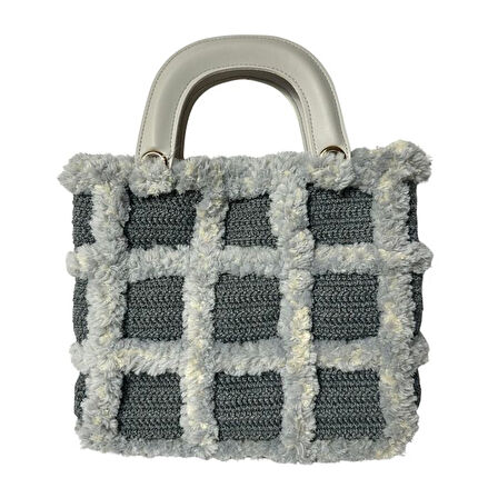 Uretti - Öznur 7392 5197 El Örgüsü Makrome ve Puffy İp El Çantası / 25 cm x 30 cm