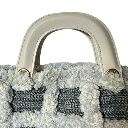 Uretti - Öznur 7392 5197 El Örgüsü Makrome ve Puffy İp El Çantası / 25 cm x 30 cm
