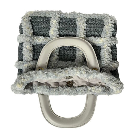 Uretti - Öznur 7392 5197 El Örgüsü Makrome ve Puffy İp El Çantası / 25 cm x 30 cm