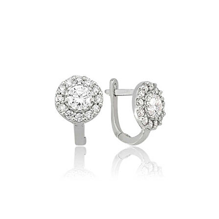 925 Ayar Gümüş Beyaz Yuvarlak Küpe EA0710031 (944944)