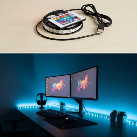 2 Metre Kumandalı USB LED Şerit Işık - Renk Ayarlı Dekoratif Ortam ve Ambiyans Aydınlatması (5492)
