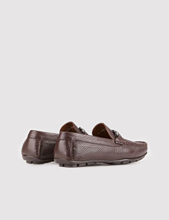 Erkek Hakiki Deri Kahverengi Loafer Ayakkabı