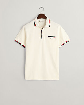 GANT Erkek Krem Regular Fit Çizgili Polo