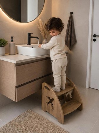 Pema Home % 100 MDF Montessori Çocuk banyo mutfak lavabo merdiven çok amaçlı tabure