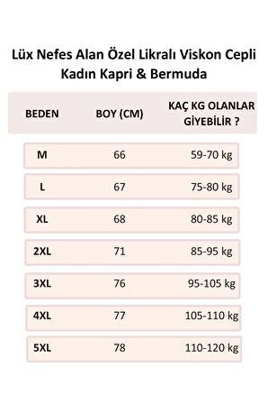 Lüx Nefes Alan Özel Likralı Viskon Cepli Kadın Kapri & Bermuda