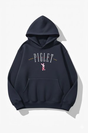Unisex Yumuşak Dokulu 3 İplik Sevimli Piglet Tasarım Baskılı Oversize Sweatshirt