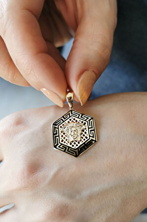 Köşeli Tasarım Altın Mineli Vesace Kolye Ucu