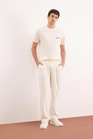 DeFacto Regular Fit Bisiklet Yaka Kısa Kollu Dokulu Baskılı Jakarlı Tişört D7913AX25SPWT46