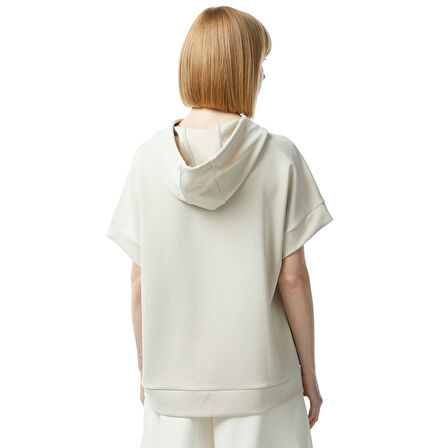 Nautica Kadın Beyaz Relaxed Fit Kısa Kollu Sweatshirt