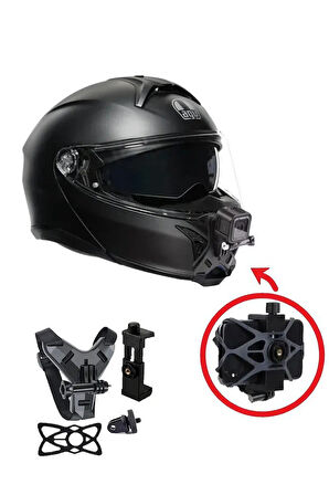 Motosiklet Aksiyon Kamera Kask Alt Çene Bağlantı Aparatı Telefon Tutucu Set Go Pro Supermoto