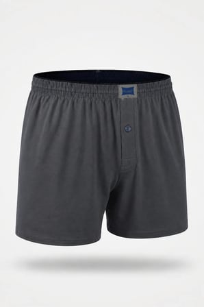 Erkek Penye Boxer 4 Adet %35 Pamuk %65 Polyester (Tutku Yetkili Satıcısı) Havlu Bel Düğmeli Pamuklu Rahat Kalıp Nefes Alan Kumaş - Gri