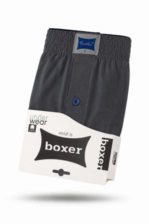 Erkek Penye Boxer 4 Adet %35 Pamuk %65 Polyester (Tutku Yetkili Satıcısı) Havlu Bel Düğmeli Pamuklu Rahat Kalıp Nefes Alan Kumaş - Gri