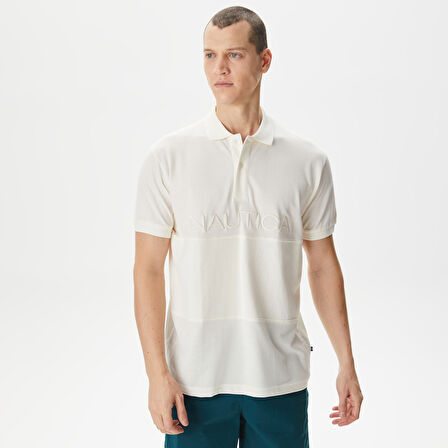 Nautica Erkek Ekru Classic Fit Polo Yaka T-Shirt