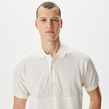 Nautica Erkek Ekru Classic Fit Polo Yaka T-Shirt