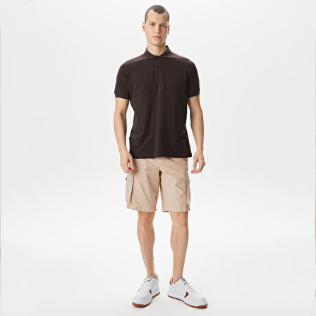 Nautica Erkek Kahverengi Classic Fit Polo Yaka T-Shirt