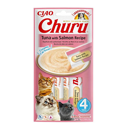 Inaba Ciao Churu Cream Ton Balıklı ve Somonlu Sıvı Kedi Ödül Maması 14 Gr 4 Adet