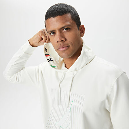 Nautica Erkek Beyaz Standart Fit Sweatshirt