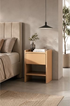 Almo Tek Çekmeceli Komodin Mocha Mousse