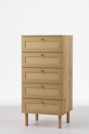 Baru 5 Çekmeceli Şifonyer/Çamaşırlık 50x105x42 cm Cadiz Meşe – İskandinav Tasarım