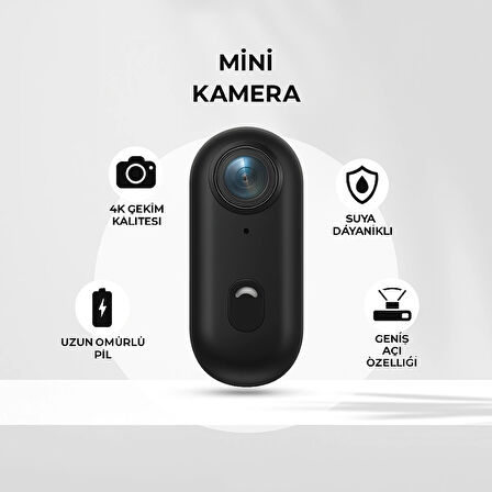 UHD 4K WiFi Vlog Kamera 30M Su Geçirmez Geniş Açı Lens Dahili Pil Manyetik Askılı