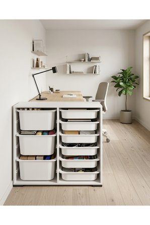 Nest 9 Sepetli Düzenleme Dolabı – 3 Büyük, 6 Küçük Sepetli Y:93 G:132 D:30 / Beyaz